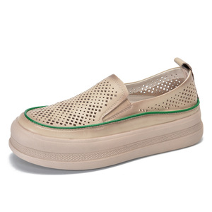 2023 été femmes en cuir véritable mocassins confortables décontracté sans lacet chaussures PU semelle souple paresseux creux conception polyvalent pour le quotidien - Product Image 4