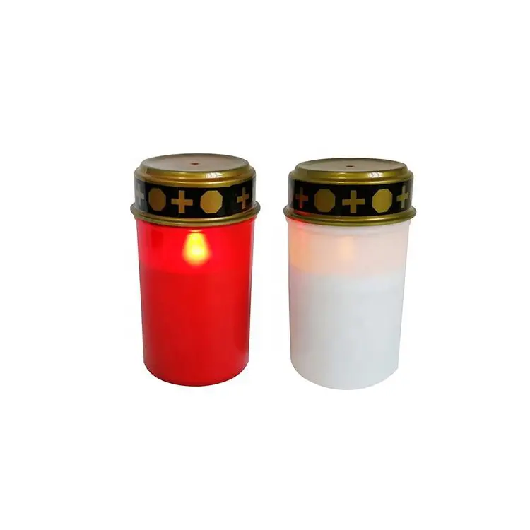OEM ODM Wate Proof Cemetery Eternal Grave Candle Plastic Safety Religion Jesus LED Light Grave Candles