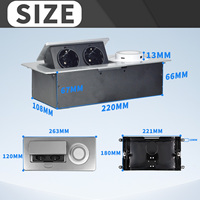 Prise électrique de table dissimulée avec recharge sans fil, 2 prises, 1 port USB-A, 1 port USB-C, 16A, pour mobilier de bureau