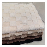 Tissu à carreaux carré jacquard en poils de lapin en fausse fourrure de polyester 100 super doux recyclé tissu polaire à grille
