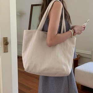 Women's Large Capacity Tote Bag Canvas Off White Magnetic Buckle Zippered Pocket Everyday Commuter Shoulder Bag - Product Image 2