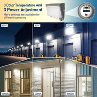 Luminaire mural LED carré étanche pour extérieur, homologué ETL DLC, 60W 100W 120W, avec cellule photoélectrique à coupure totale, garantie 5 ans, stock USA