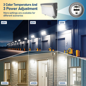 ไฟติดผนัง LED สำหรับภายนอกอาคาร ยี่ห้อ USA in Stock ETL DLC UL กันน้ำ 60W 100W 120W พร้อมโฟโตเซลล์แบบ Full Cutoff - Product Image 3