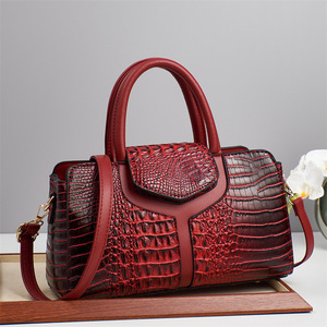 Sac à main tendance pour femme 2026, motif crocodile, grande capacité, décontracté, sac à bandoulière, fermeture éclair en coton - Product Image 1