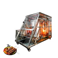 Nouvelle machine à griller les brochettes sans fumée électrique/gaz en acier inoxydable, barbecue rotatif pour brochettes, gril commercial pour stand de nourriture