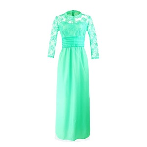 Robe longue pour femme de style moderne pour l'automne-hiver, élégante en dentelle avec de nouvelles manches creuses cousues, unie, naturelle, lavable - Product Image 5