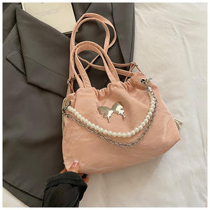 Senior femmes sac à bandoulière 2025 nouvelle mode perle sac à main argent papillon chaîne bandoulière seau sac - Product Image 3