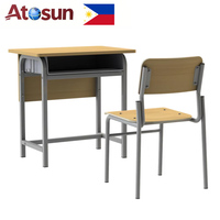 Ensemble de bureau et de chaise d'école philippin, mobilier d'école primaire unique, ensemble de bureaux d'étudiant de classe avec structure métallique