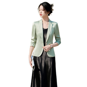 Women's White Blazer Three Quarter Sleeve Slim Fit Solid Color Breathable No Wrinkle Treatment Spring Summer 2025 - Product Image 5