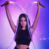Fouet de danse à fibres optiques LED, à piles, RGB, multi-modes, 360° °   Fouet lumineux à poignée pivotante pour les soirées rave, les festivals et les spectacles sur scène