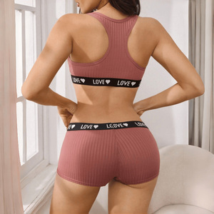 ชุดเซ็ตเสื้อและกางเกงขาสั้นออกกำลังกายแบบยืดได้สำหรับผู้หญิง ดีไซน์หลังสวย ชุดสองชิ้น โปรโมชั่นขายส่ง - Product Image 6