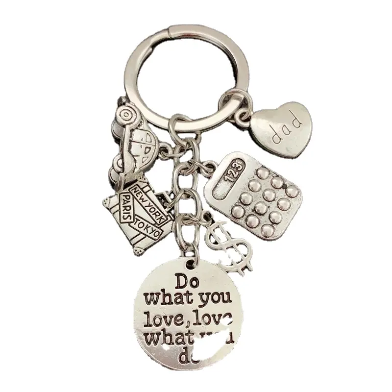 1pcs Antique Silver color Do What You Love love what You Do Accountant Keychain Bookkeeper Key Ring Key Chains Jewelry