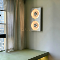 Lampu Dinding Modern Persegi dengan Bodi & Kap Lampu Aluminium Brushed, Lampu Dinding Dekoratif untuk Koridor Hotel, Dinding Latar Belakang Villa