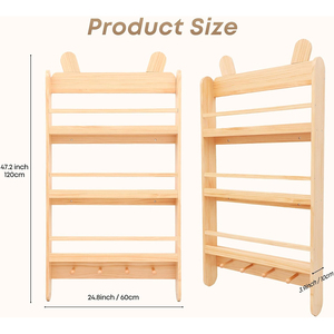 Estantería de Madera para Niños, Estantería de <span class=keywords><strong>Pared</strong></span> de 3 Niveles, Organizador de Libros para Habitación Infantil, Cuarto de Bebé, Dormitorio - Product Image 3