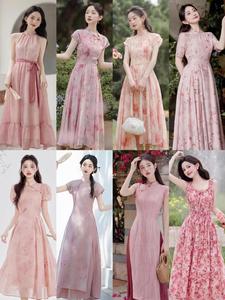 2026 Neuerscheinung Luxuriöses Goldbesticktes Baumwollsatin Leichtes Vierwege-Stretch Maxikleid Damen V-Ausschnitt Langarm Formell - Product Image 6