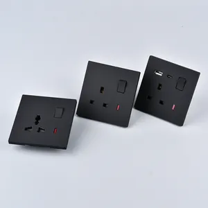 KLASS Manufacturer Supply Black color Max 250V 13A Universal 3Pin MF home electric wall switch and sockets