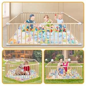 Grands panneaux de clôture pliants Panneaux de clôture en bois massif Stylo de jeu de sécurité Parcs pour bébés Parcs pour enfants - Product Image 5