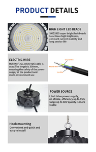 Lumière UFO Ronde 150lm/W 180lm/W 300w 240w 200w 150w 100w Lampe Industrielle Entrepôt Gym <span class=keywords><strong>Atelier</strong></span> Usine Arena Led High Bay Light - Product Image 6