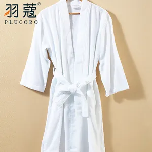 Wholesale Hotel Velvet Bathrobe Custom Logo Shawl Style White Coral Fleece Bathrobe