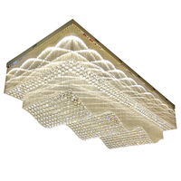 Grand projet Lustre en cristal Grande salle Plafonniers LED Plafond carré pour hall d'hôtel Intérieur Acrylique Or Verre 30 90 1PCS