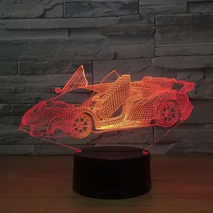Custom fast speed F1 racing car sports car 3d illusion led night light for Children room decorative