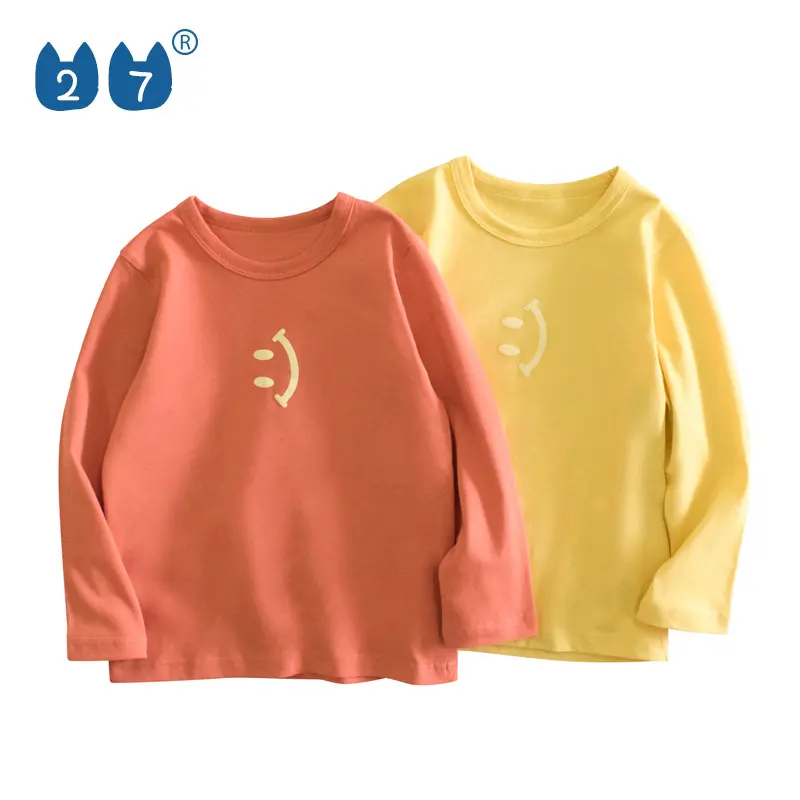 Autumn Winter Smile Pattern Casual Girls T Shirts Long Sleeve Cotton Girl Tops