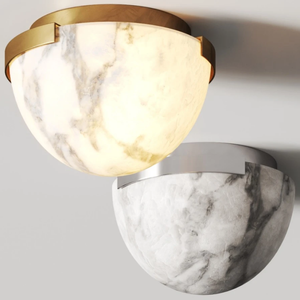 Factory Direct Alabaster Flush Mount Brass LED Wall <b>Sconce</b> for Bedroom Bathroom Hallway 110V USA Standard - Product Image 1