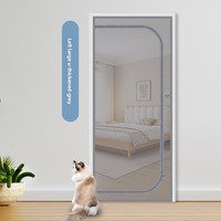 Porte de sécurité en plastique à fermeture éclair, en maille souple, anti-moustiques, installation sans clou pour chats, ventilation en U, style américain pour la maison