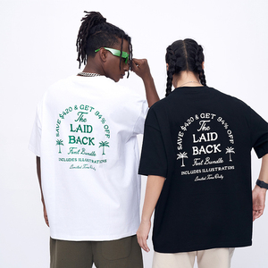 T-shirt all'ingrosso con logo personalizzato in cotone 100% alla moda girocollo oversize Hip-pop sportivo bianco nero t-shirt da uomo - Product Image 2
