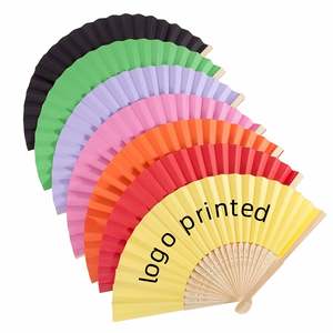 พัดมือพับได้หลายสี ทำจากกระดาษไม้ไผ่และผ้า พิมพ์โลโก้ตามสั่ง ปี 2025 - Product Image 1