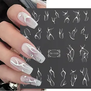 Metal Line Nagel aufkleber 3D Silber Gold Dornen Vine Curve Stripe Lines Tape Swirl Sliders Maniküre Kleber Gel Nail Art Decals