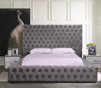 Lit de luxe avec plate-forme tuftée en diamant classique, cadre de lit pour ensemble de meubles de chambre à coucher, vente directe en usine