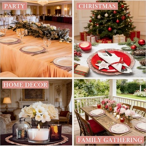 <span class=keywords><strong>Assiette</strong></span> de présentation haut de gamme en plastique écologique, motif rose gaufré, couleur or rose, pour mariages, banquets et tables de Noël - Product Image 4