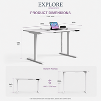 Bureau électrique ergonomique de haute qualité pour la maison et le bureau, avec cadre en acier, plateau en mélaminé, moderne et convertible (assis-debout)