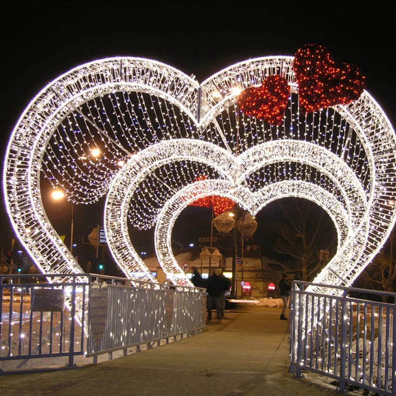 Outdoor Wedding Decoration Lights Holiday Decorative 3d heart Motif Christmas Light