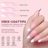 Suministros para Uñas, 150 Piezas, 15 Tamaños, Puntas de Uñas de Gel Suave, Uñas Francesas, Extensión de Uñas, Uñas Postizas Tipo Ataúd