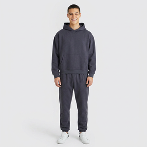 Nuevo Diseño, Conjunto Deportivo de 2 Piezas con Efecto Desgastado, Pantalones Deportivos Anchos y Sudadera con Capucha para Unisex, Precio al por Mayor - Product Image 1
