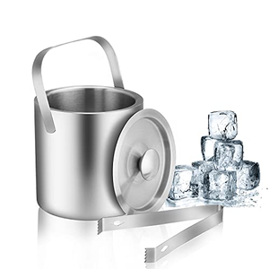 Seau à glace rond en acier inoxydable 304 de 3 L, personnalisé pour marque de luxe, avec pince à glace et poignée - Product Image 3