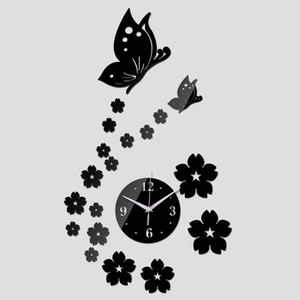 Acrylic Wall <b>Clock</b> Creative Butterfly Flower DIY Silent <b>Digital</b> <b>Clock</b> Mirror Wall Sticker Quartz Watch for Home Office Decor - Product Image 1