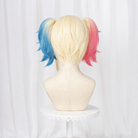 Perruque de cosplay Harley Quinn avec deux queues de cheval et pince à griffes intégrées, postiche pour Halloween, fête d'anime, déguisement fantaisie pour femmes et filles, Lace Front