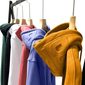 OEM Custom Streetwear Pullover 3D Embossed Oversized Heavyweight Hoodies Sweatshirt Unisex Warm Winter Hoodies