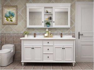 <b>Light</b> luxury American bathroom cabinet solid wood <b>oak</b> wash basin double basin marble bathroom wash basin - Product Image 4