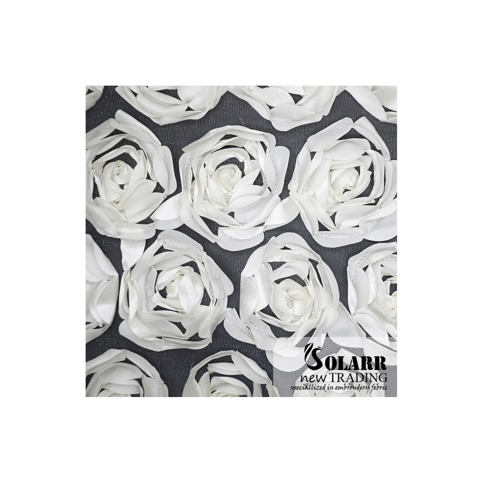 नई फैशन व्याकुल शिफॉन 3d गुलाब का फूल कढ़ाई फीता चमकदार साटन 100 स्कर्ट पोशाक कपड़े
