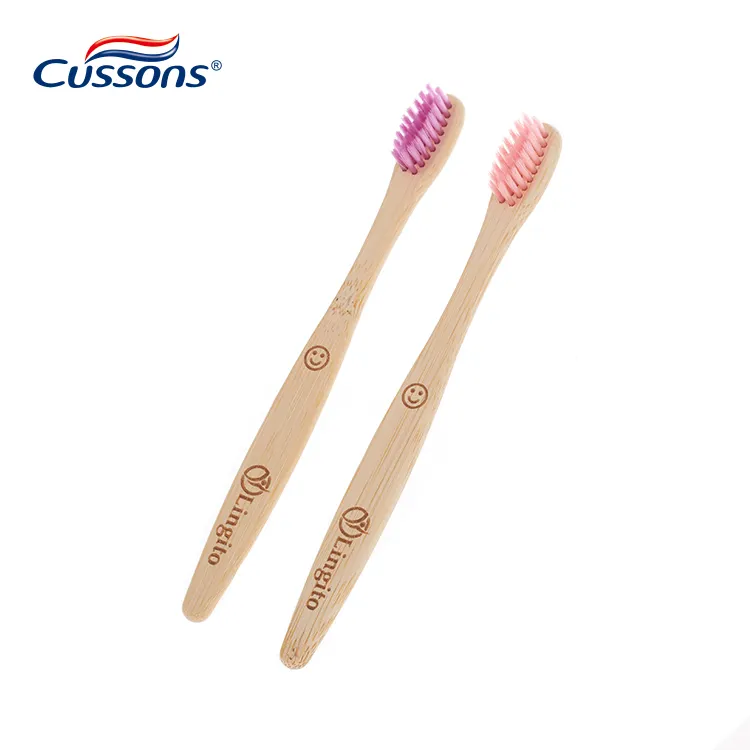 Organic bamboo super soft biodegradable kids toothbrush with customized packing and logo