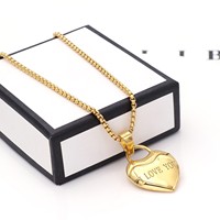 Joyería de Moda que No se Desvanece, Collar con Colgante de Corazón de Acero Inoxidable Chapado en Oro de 18K, Joyería de Moda México