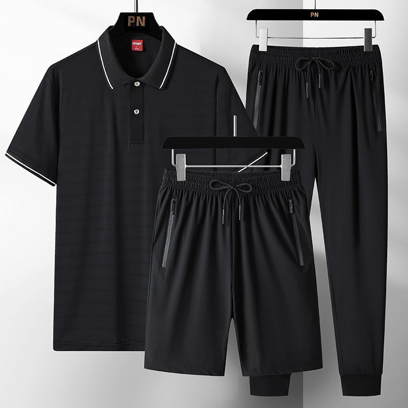 Noir[T-shirt] + Noir [Pantalon à liens sur les jambes]