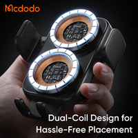 Chargeur de voiture sans fil Mcdodo 543 à double bobine avec fixation automatique, charge rapide 15W, prise automatique 3 voies compatible avec les téléphones pliables