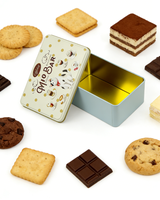 Boîte en fer blanc rectangulaire personnalisée de qualité alimentaire, impression 4 couleurs, finition brillante/mate/UV, emballage cadeau de mariage, boîtes à biscuits