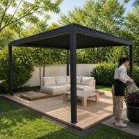 Structure d'ombrage motorisée en aluminium à toit rigide 10x10 pieds, protection UV avec écran latéral, pour hôtels, complexes hôteliers, villas, directement de l'usine