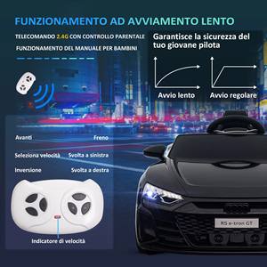 HOMCOM Coche Eléctrico para Niños 5 Años con Licencia Audi, Control Remoto y Música, Negro - Product Image 4